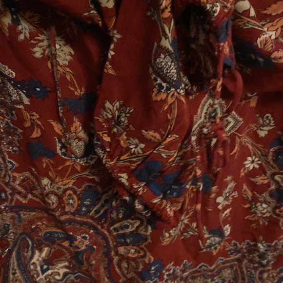 LUCKY BRAND Floral Self-Tie Cuff Floral Boho Chic Henley Peasant Blouse Medium - Picture 6 of 11